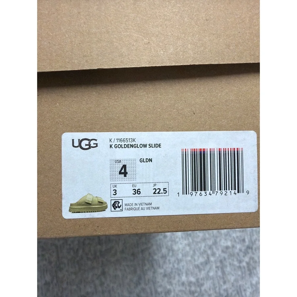 UGG GoldenGlow Slide Sandals GLDN Yellow 1166513K Kids Size‎ 4 Womens 6 NEW